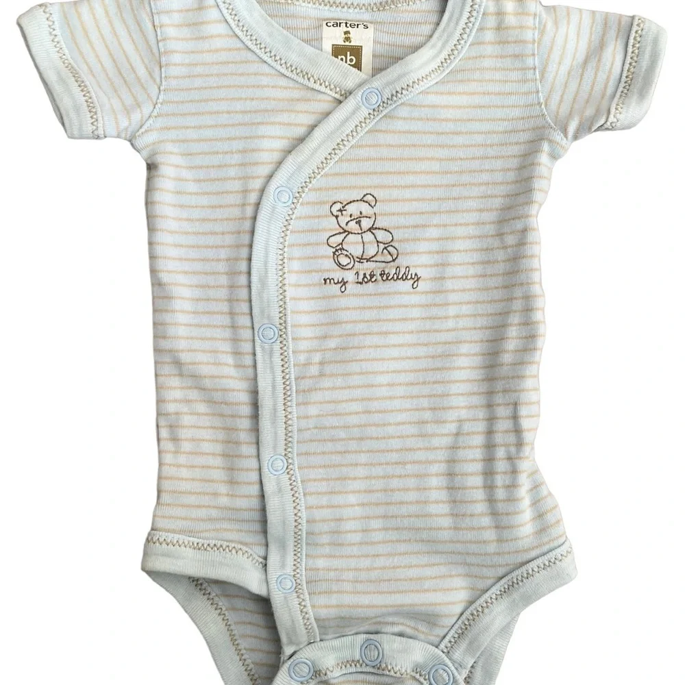 Lot of (4) Newborn Baby Boy One Pieces - Carters Circo‎ & Faded Glory - Sports!